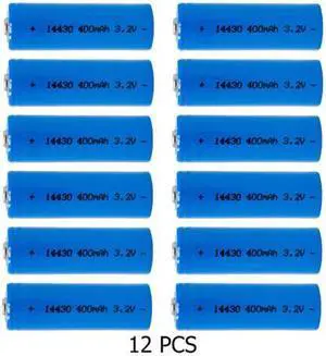 12-Pack 3.2 Volt 14430 LiFePO4 400mAh Batteries