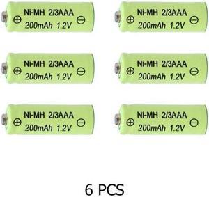 6-Pack 2/3 AAA NiMH 200 mAh Button Top Batteries