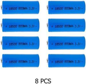 8-Pack 18500 3.2 Volt 800 mAh LiFePO4 Batteries
