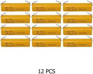 12-Pack AA NiCd 700 mAh Batteries with Tabs