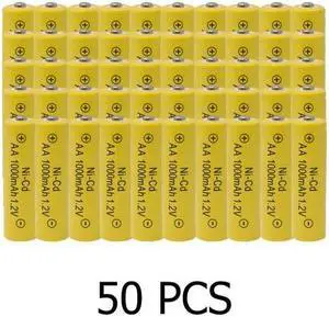 50-Pack AA NiCd 1000 mAh Rechargeable Batteries