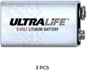 3-Pack 9 Volt Ultralife (U9VL) Lithium 1200mAh Batteries