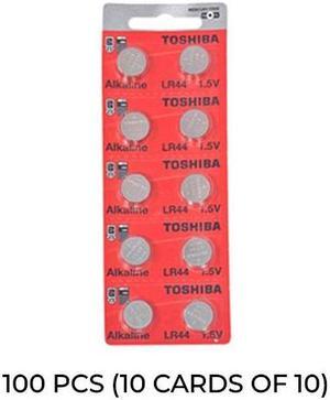 100-Pack LR44 Toshiba Alkaline Button Batteries (10 Cards of 10)