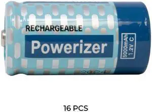 16-Pack C Powerizer 5000mAh NiMH Batteries