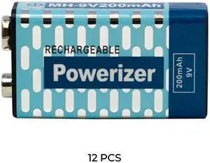 12-Pack 9 Volt Powerizer NiMH Batteries (200 mAh)