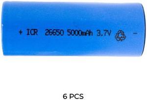 6-Pack 3.7 Volt 26650 Li-Ion Batteries (5000 mAh)