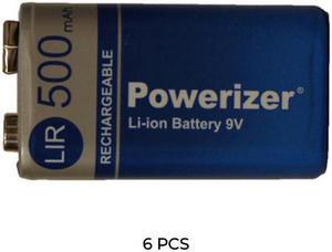 6-Pack 9 Volt Lithium Ion Batteries (500 mAh)