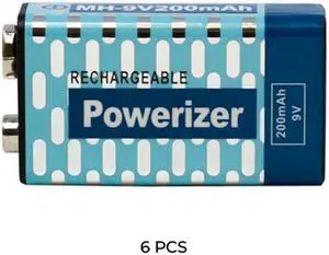 6-Pack 9 Volt Powerizer NiMH Batteries (200 mAh)