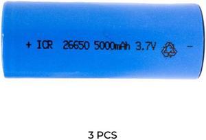 3-Pack 3.7 Volt 26650 Li-Ion Batteries (5000 mAh)