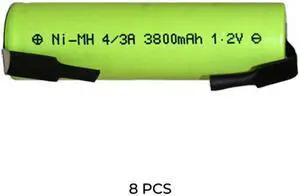 8-Pack 4/3 A (F) NiMH Batteries with Tabs (3800 mAh)