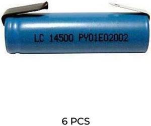 6-Pack AA 3.7 Volt Lithium Ion 14500 Batteries with Tabs (750 mAh)