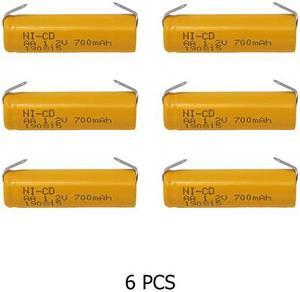 6-Pack AA NiCd 700 mAh Batteries with Tabs