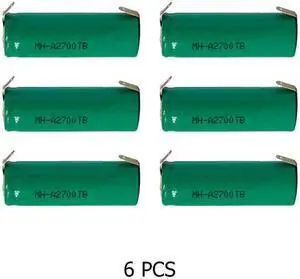 6-Pack A NiMH 2700 mAh Batteries with Tabs