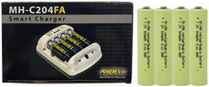 Powerex MH-C204FA AA / AAA Smart Battery Charger & 4 AAA NiMH Batteries (900 mAh)