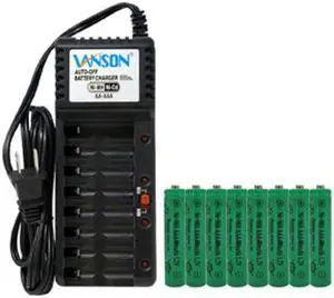 V-868 8 Bay AA & AAA Charger + 8 AAA (400 mAh) NiMH Batteries