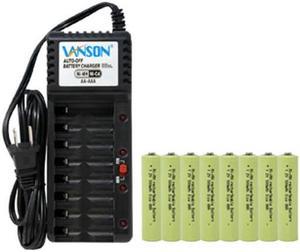 V-868 8 Bay AA & AAA Charger + 8 AAA (900 mAh) NiMH Batteries