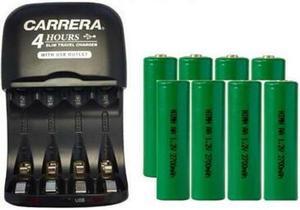 AA / AAA NiMH Charger with USB Plug & 8 x AA NiMH Batteries (2700 mAh)