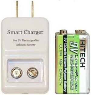 9 Volt Li-Ion / Li-Po Smart Charger + HiTech 9 Volt Lithium Polymer Battery (720 mAh)