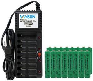 V-868 8 Bay AA & AAA Charger + 16 AAA (400 mAh) NiMH Batteries