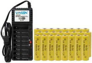 V-868 8 Bay AA & AAA Charger + 24 AA (1000 mAh) NiCd Batteries