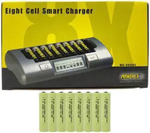 Powerex MH-C800S Eight Slot Smart Charger & 8 AAA NiMH Batteries (900 mAh)