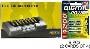 Powerex MH-C800S Eight Slot Smart Charger & 8 AAA NiMH AccuPower Micro Batteries (1200 mAh)