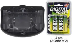 V2299 Universal Smart Charger + 4 D AccuPower NiMH Batteries (12000 mAh)