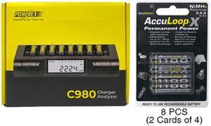 Powerex C980 Smart Charger & 8 AAA AccuPower AccuLoop-X NiMH Batteries (1100 mAh)