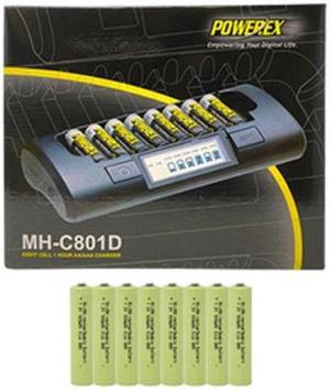 Powerex MH-C801D Eight Slot Smart Charger & 8 AAA (900 mAh) NiMH Batteries