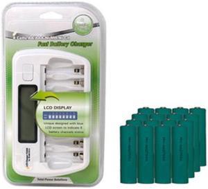 8 Bay AA / AAA LCD Battery Charger + 16 AA NiMH Batteries (2700 mAh)