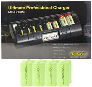 8 Bay LCD Battery Charger + 8 D Accupower NiMH Batteries (4000 mAh)