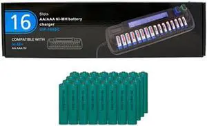 16 Bay AA / AAA LCD Charger + 32 AAA NiMH Batteries (1200 mAh )
