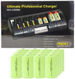 8 Bay LCD Battery Charger + 16 D AccuPower NiMH Batteries (4000 mAh)