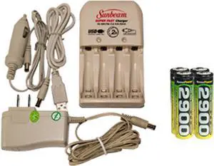 Sunbeam AA / AAA Battery Charger + 4 AA AccuPower NiMH Batteries (2900 mAh)