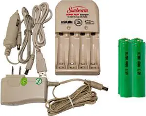 Sunbeam AA / AAA Battery Charger + 4 AAA NiMH Batteries (1200 mAh)