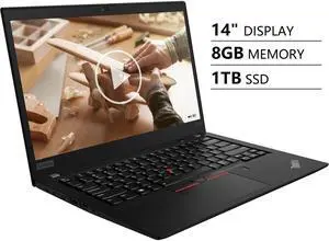 Lenovo Thinkpad T490s 14" Full HD FHD (1920x1080) IPS Anti-Glare Business Laptop (Intel Quad-Core i7-8565U, 8GB DDR4 RAM, 1TB PCIe SSD) Backlit, Type-C, Thunderbolt, Fingerprint, Windows 10 Pro 64-bit