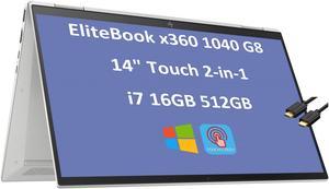 2022 HP EliteBook x360 1040 G8 14" FHD (Intel 4-core i7-1185G7, 16GB LPDDR4x 4266MHz, 512GB PCIe SSD), 2-in-1 Touch Laptop, Thunderbolt 4, Backlit, Fingerprint, IST Computers Cable, Windows 10 Pro