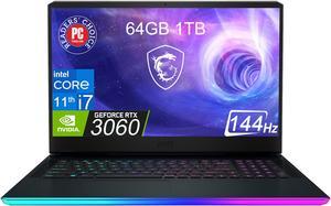 MSI GE Series - 17.3" 144 Hz IPS - Intel Core i7 11th Gen 11800H (2.30GHz) - NVIDIA GeForce RTX 3060 - 64GB DDR4 - 1TB NVMe SSD - Windows 11 Home 64-bit - Gaming Laptop (GE76 Raider 11UE-1056)