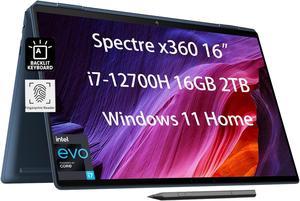 HP Spectre x360 16 2in1 3K QHD Touchscreen Intel 12th Gen i712700H 16GB RAM 2TB SSD Stylus Business Laptop LongBattery Life Fingerprint Backlit Thunderbolt 4 Win 11 Home