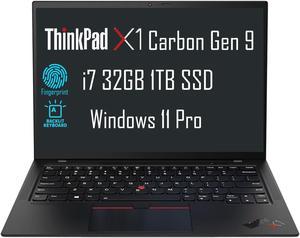Lenovo ThinkPad X1 Carbon Gen 9 14 FHD Intel 4Core i71185G7 vPro 32GB RAM 1TB SSD Business Laptop Thunderbolt 4 Backlit Fingerprint 3Year Warranty Webcam WiFi 6 Win 11 Pro