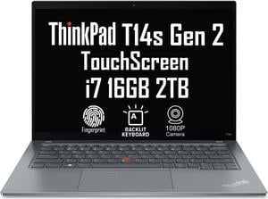 Lenovo ThinkPad T14s Gen 2 14" FHD Aluminium Touchscreen (Intel Core i7-1165G7, 16GB RAM, 2TB SSD) Business Laptop, Backlit, Fingerprint, Thunderbolt 4,  3-Year Warranty, Windows 10 Pro (20WM0080US)