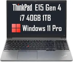 Lenovo ThinkPad E15 Gen 4 15.6" FHD (Intel 12th Gen i7-1255U, 40GB RAM, 1TB PCIe SSD, Full HD IPS) Business Laptop, Thunderbolt 4, Wi-Fi 6E, 1080p Webcam, Windows 11 Pro (21E6007GUS)