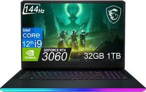 MSI GE Series - 17.3" 144 Hz IPS - Intel Core i9 12th Gen 12900H (2.50GHz) - NVIDIA GeForce RTX 3060 - 32GB DDR5 - 1TB NVMe SSD - Windows 11 Home 64-bit - Gaming Laptop (GE76 Raider 12UE-871)