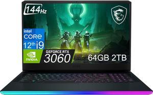 MSI GE Series - 17.3" 144 Hz IPS - Intel Core i9 12th Gen 12900H (2.50GHz) - NVIDIA GeForce RTX 3060 - 64GB DDR5 - 2TB NVMe SSD - Windows 11 Home 64-bit - Gaming Laptop (GE76 Raider 12UE-871)