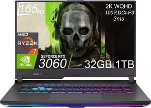 ASUS ROG Strix G15 15.6" 2K 165Hz (AMD Ryzen 7 6800H, 32GB RAM, 1TB PCIe SSD, GeForce RTX 3060 6GB) RGB Backlit Keyboard Gaming Laptop, Type-C, W-iFi 6E, Win 11 Home (G513RM-WS74)