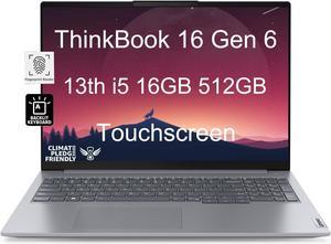 Lenovo ThinkBook 16 Gen 6 Business Laptop (16" FHD+ Touchscreen, 13th Gen Intel 10-Core i5-1335U, 16GB DDR5 RAM, 512GB SSD) Backlit KB, Fingerprint, Thunderbolt 4, Ethernet, Win 11 Pro, Grey, 2024