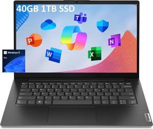 Lenovo Laptop V14 for Business, Student, Home User (14" FHD Anti-Glare, AMD Ryzen 5 5500U, 40GB RAM, 1TB SSD) Webcam w/ Shutter, Military Grade, Type-C, Ethernet, Wi-Fi, Win 11 Pro, Black  2024