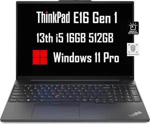 Lenovo ThinkPad E16 Business Laptop (16" FHD+ Display, Intel 13th Gen i5-1335U, 16GB RAM, 512GB SSD), Backlit Keyboard, Fingerprint Reader, FHD Webcam, Ethernet, Wi-Fi 6, Win 11 Pro, Black, 2024 Lenovo ThinkPad E16 Business Laptop (16" FHD+ Display, Intel 13th Gen i5-1335U, 16GB RAM, 512GB SSD), Backlit Keyboard, Fingerprint Reader, FHD Webcam, Ethernet, Wi-Fi 6, Win 11 Pro, Black, 2024