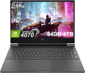 HP Victus 16 Gaming Laptop 16.1" FHD 144Hz (NVIDIA RTX 4070 8GB GPU, AMD Ryzen 7 8845HS, 64GB DDR5 RAM, 4TB SSD) Backlit Keyboard, Wi-Fi 6, Webcam, Win 11 Home, Mica Silver
