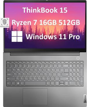 Lenovo ThinkBook 15 Business Laptop (15.6" FHD Anti-Glare, 16GB RAM, 512GB SSD, AMD Ryzen 7 5825U (> i7-1165G7)), FHD Webcam w/ Shutter, Military Grade, Fingerprint, Ethernet, Win 11 Pro, Grey